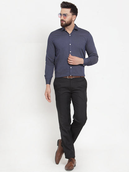 Men's Navy Cotton Polka Dots Formal Shirts ( SF 736Navy )