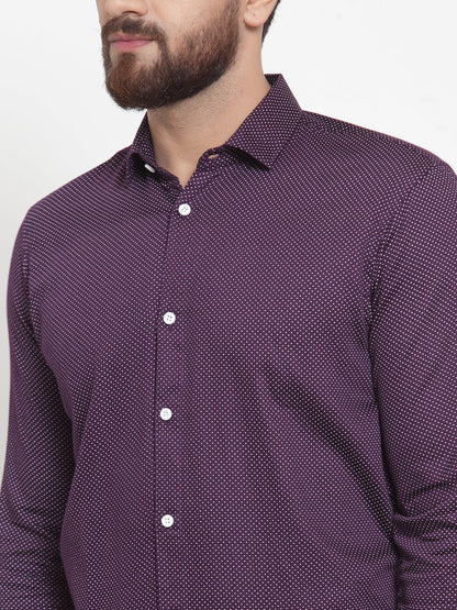 Men's Purple Cotton Polka Dots Formal Shirts ( SF 736Purple )