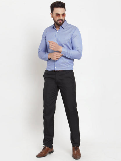 Men's Blue Cotton Stiped Formal Shirts ( SF 737Blue )