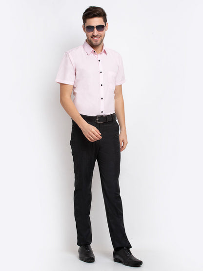 Men's Pink Cotton Half Sleeves Solid Formal Shirts ( SF 754Light-Pink )