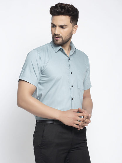 Men's Green Cotton Half Sleeves Solid Formal Shirts ( SF 754Sea-Green )