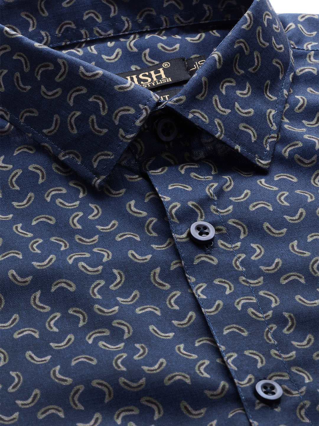 Men's Navy Cotton Printed Formal Shirt's ( SF 756Navy )