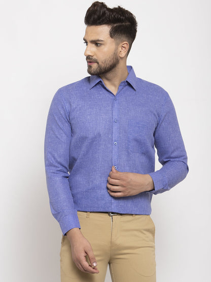 Men's Blue Dobby Solid Formal Shirts ( SF 762Blue )