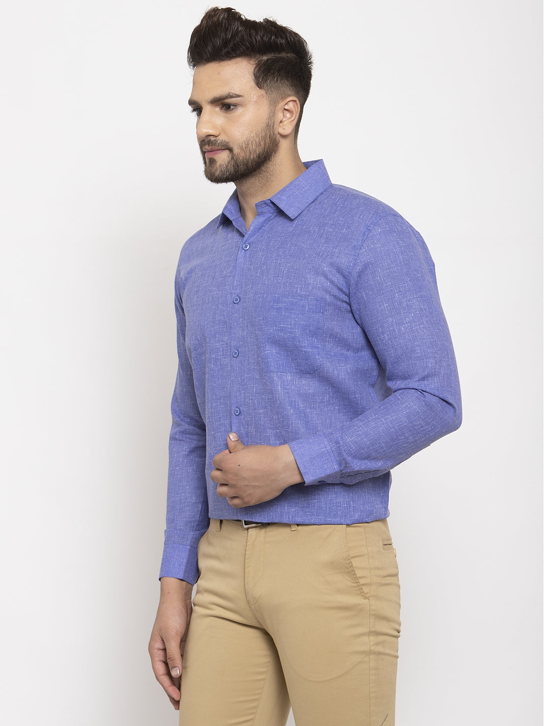 Men's Blue Dobby Solid Formal Shirts ( SF 762Blue )