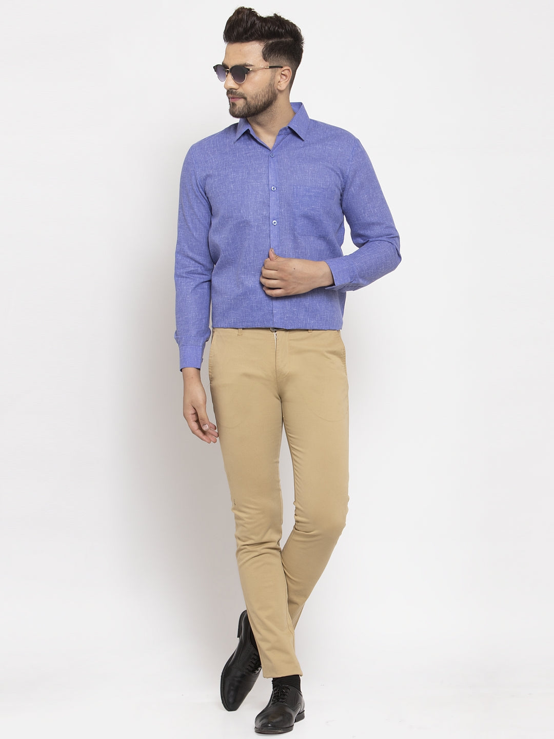 Men's Blue Dobby Solid Formal Shirts ( SF 762Blue )