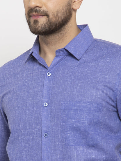 Men's Blue Dobby Solid Formal Shirts ( SF 762Blue )