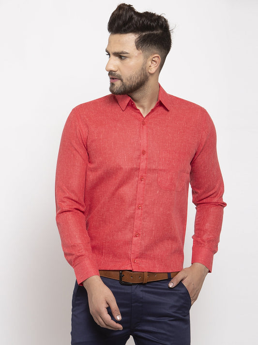 Men's Red Dobby Solid Formal Shirts ( SF 762Red )