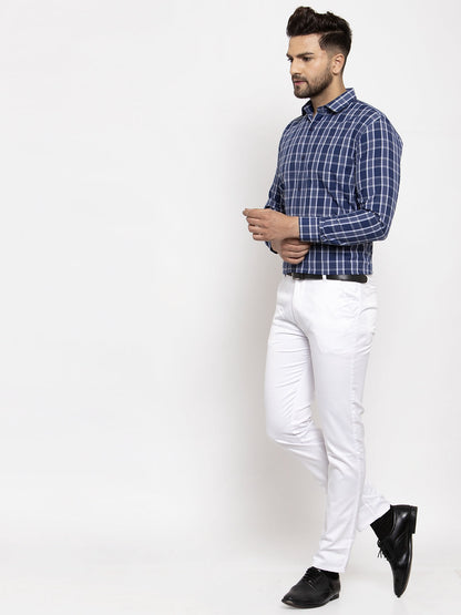 Men's Blue Cotton Checked Formal Shirt's ( SF 764Blue )