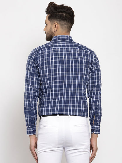 Men's Blue Cotton Checked Formal Shirt's ( SF 764Blue )