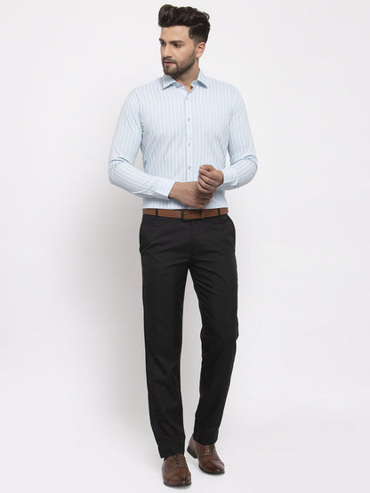 Men's Blue Cotton Striped Formal Shirt's ( SF 770Sky )