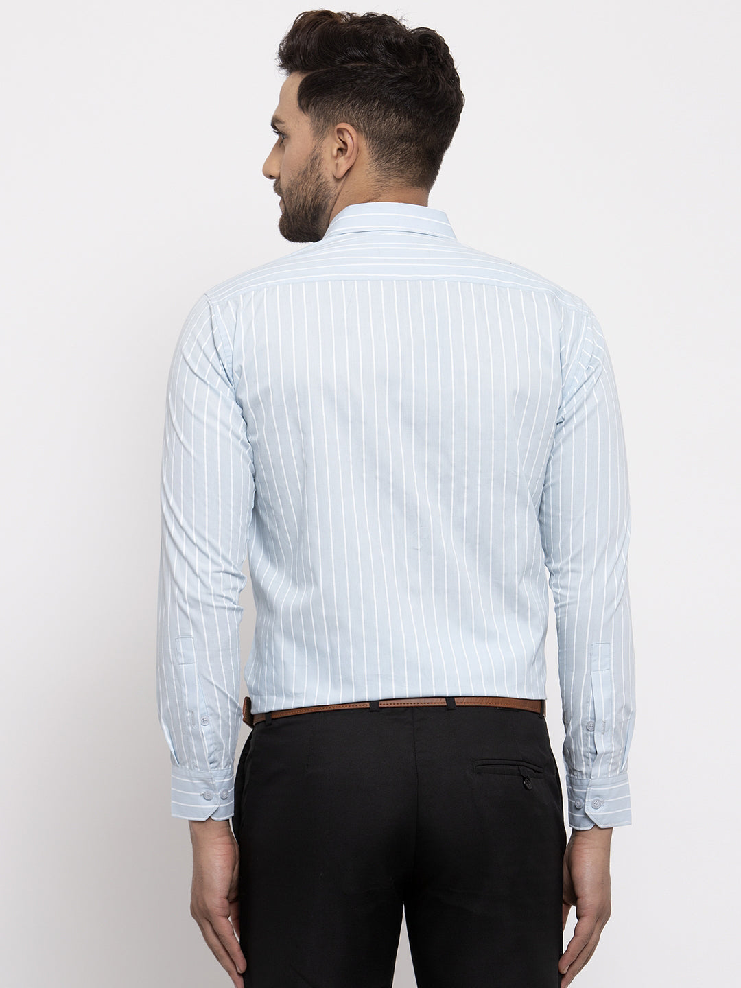 Men's Blue Cotton Striped Formal Shirt's ( SF 770Sky )