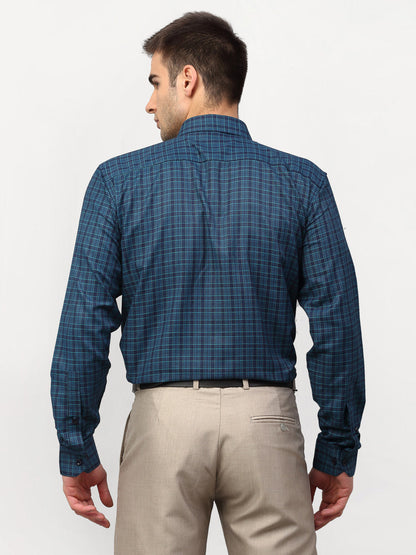 Men's Blue Checked Formal Shirts ( SF 780Blue )