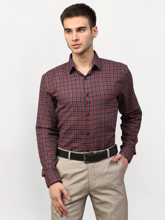 Men's Maroon Checked Formal Shirts ( SF 780Maroon )