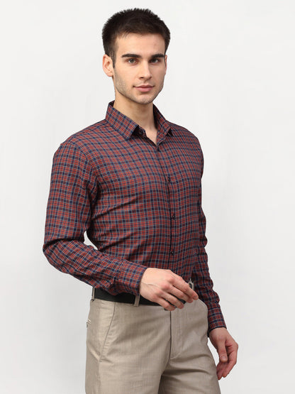 Men's Maroon Checked Formal Shirts ( SF 780Maroon )