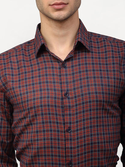 Men's Maroon Checked Formal Shirts ( SF 780Maroon )