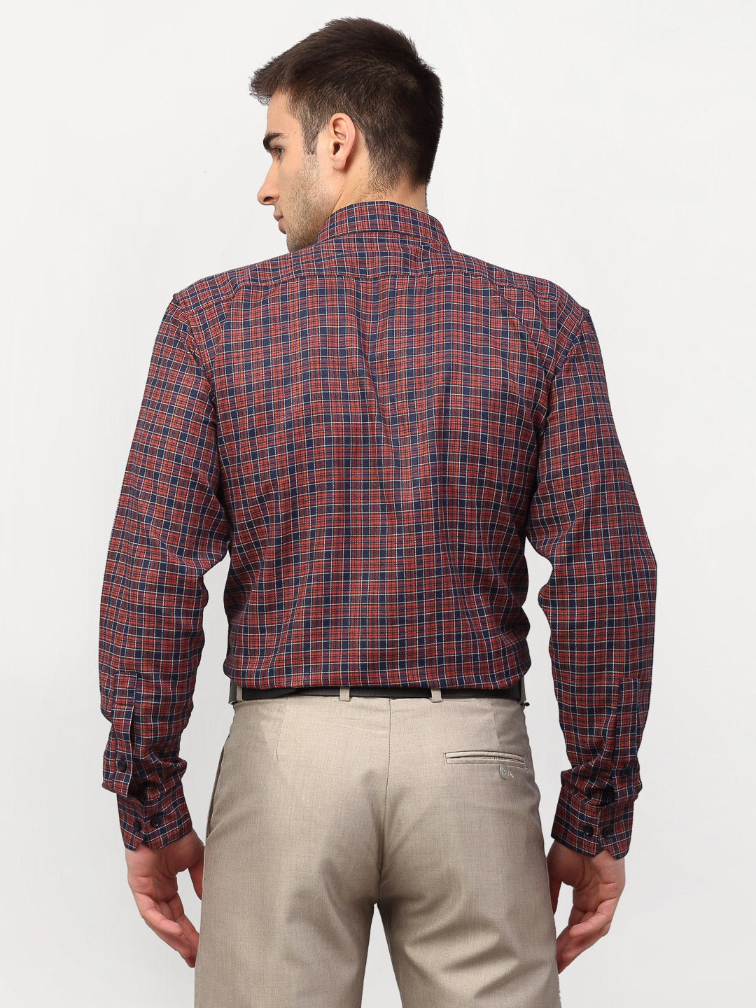 Men's Maroon Checked Formal Shirts ( SF 780Maroon )