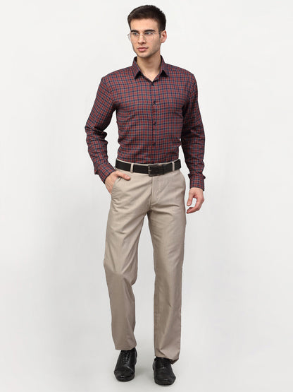 Men's Maroon Checked Formal Shirts ( SF 780Maroon )