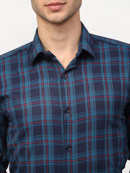 Men's Blue Checked Formal Shirts ( SF 781Sky-Blue )