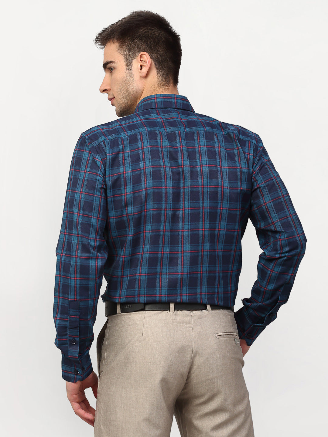 Men's Blue Checked Formal Shirts ( SF 781Sky-Blue )