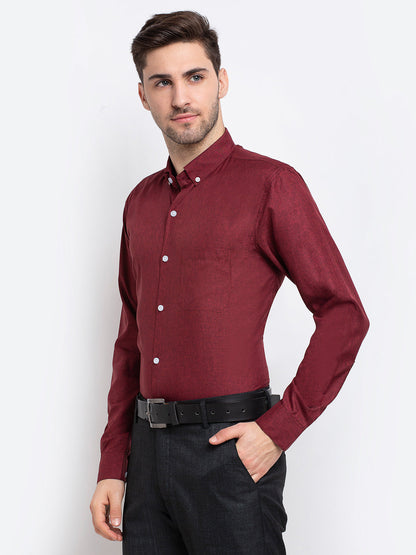 Men's Maroon Button Down Collar Cotton Formal Shirt ( SF 785Maroon )