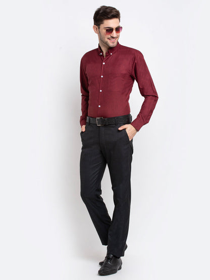 Men's Maroon Button Down Collar Cotton Formal Shirt ( SF 785Maroon )