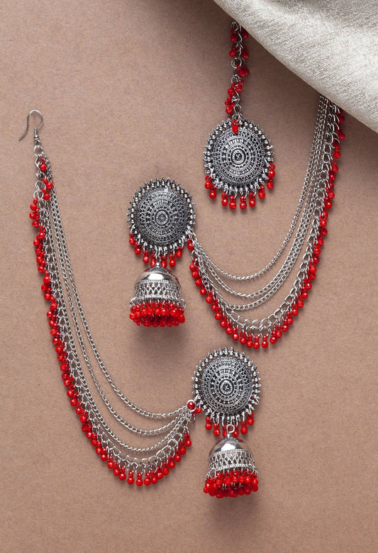 Bahubali Earrings & Tika Jker_145