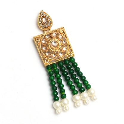 Traditional Green Color Kundan & Pearls Necklace Set Jkms_035