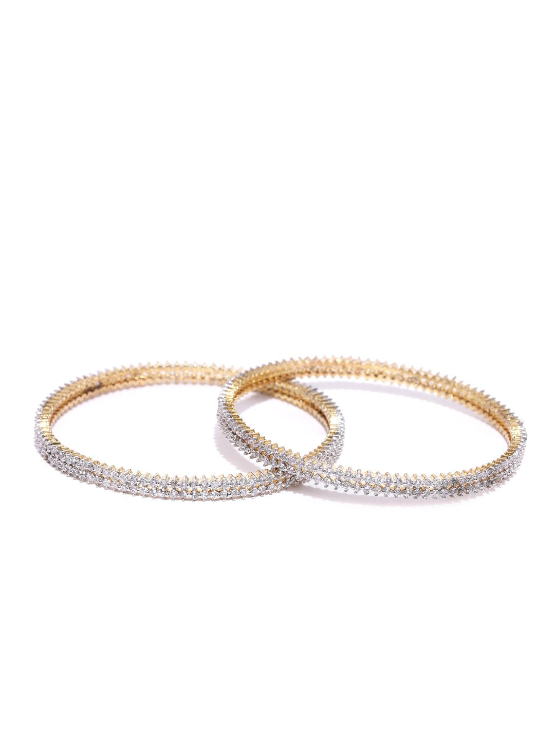 Women's  2 Gold-Plated White Bangle