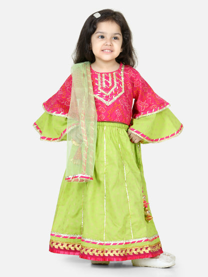 Girl's Cotton Pink Lehenga Sets