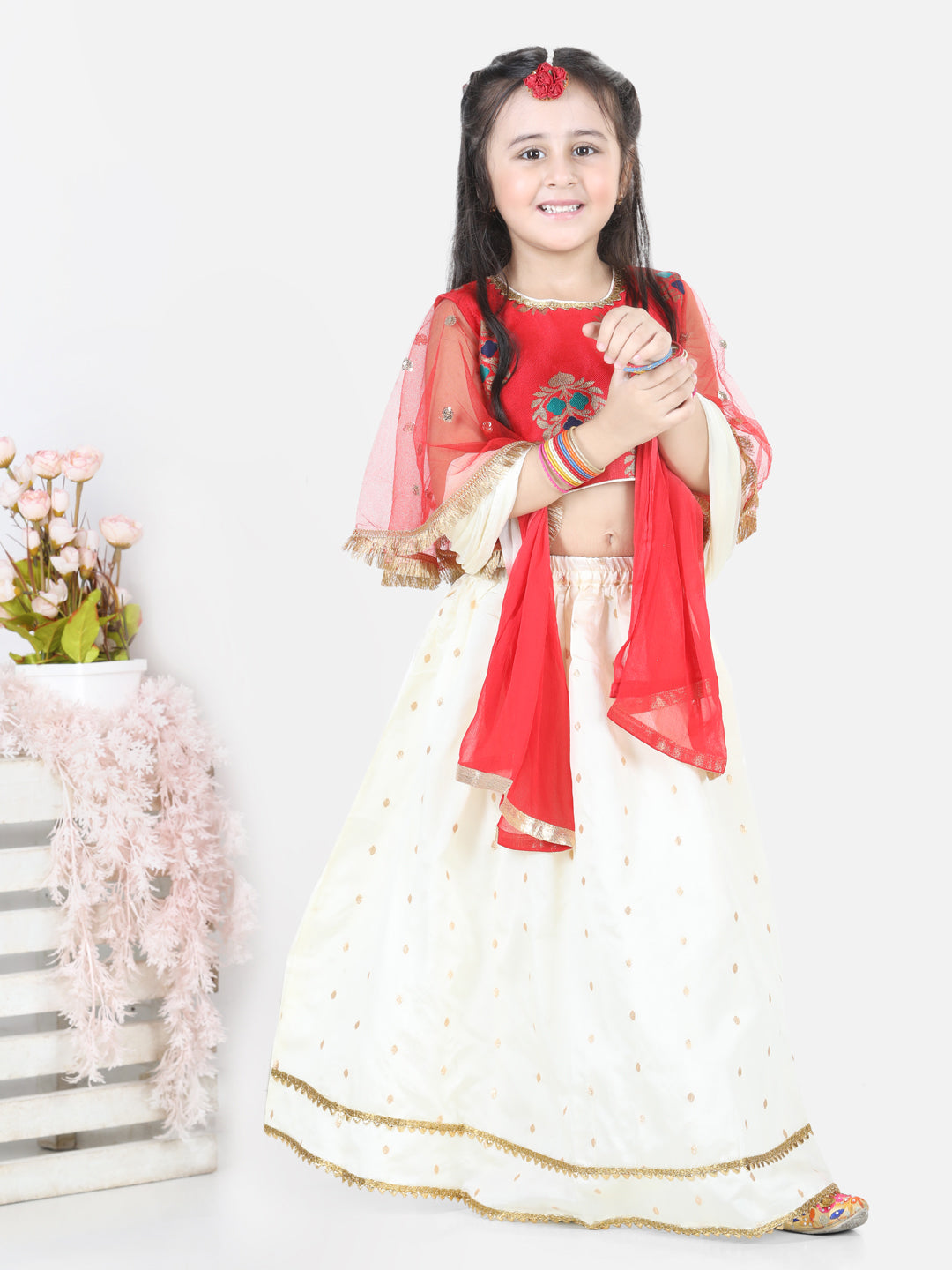 Girl's Silk Red Lehenga Sets