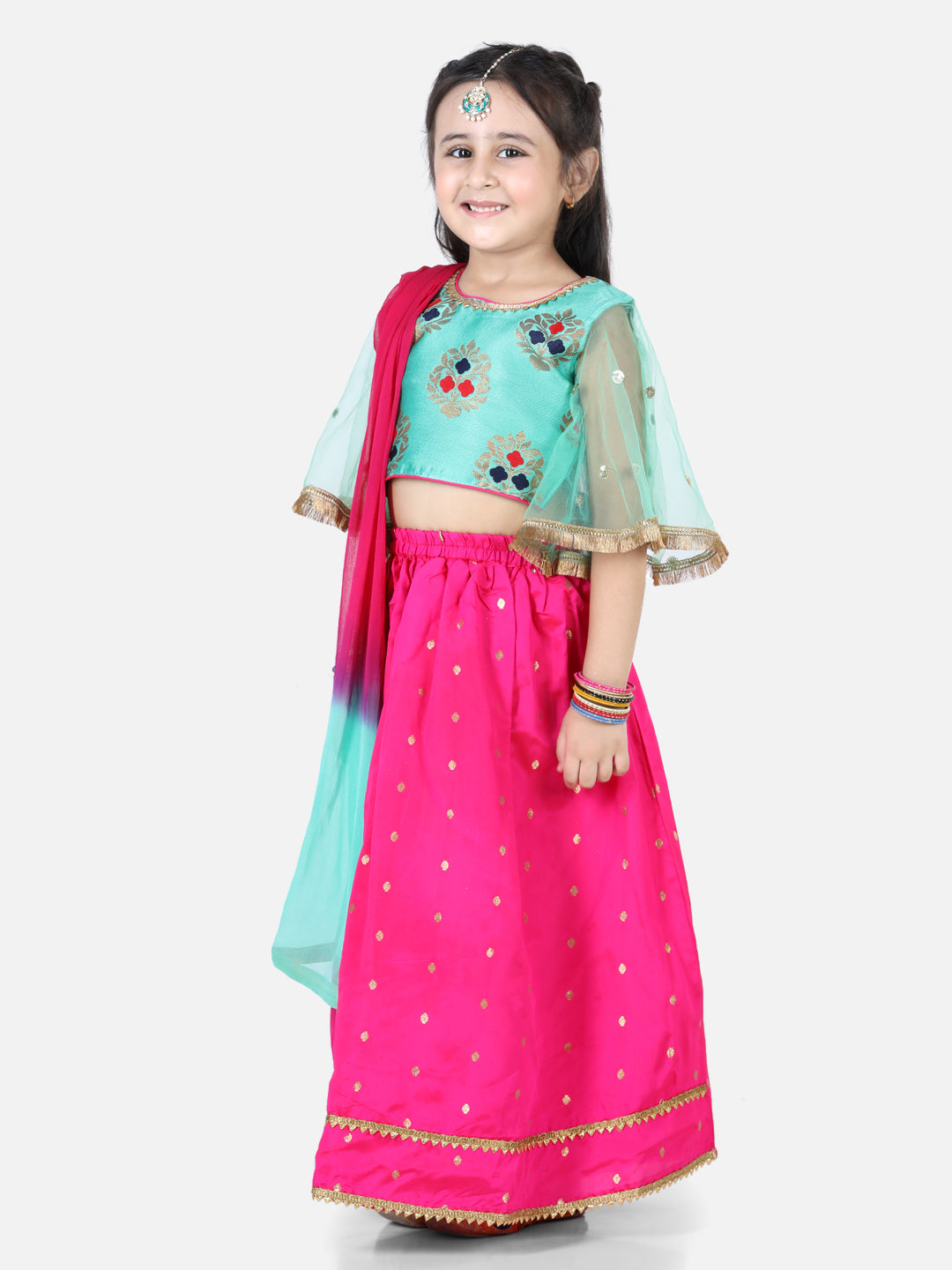 Girl's Silk Blue Lehenga Sets