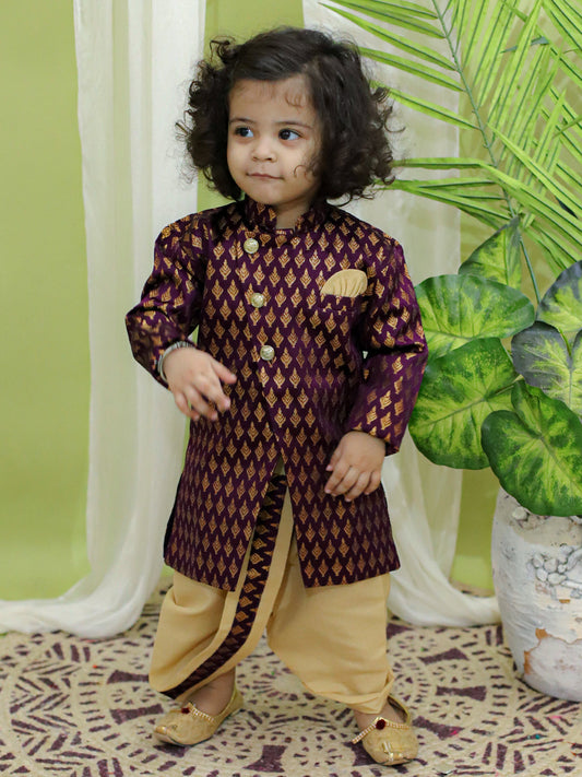 Boy's Purple Silk Sherwani Sets