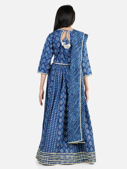 Girl's Cotton Blue Lehenga Sets