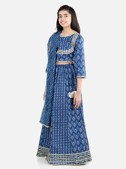 Girl's Cotton Blue Lehenga Sets