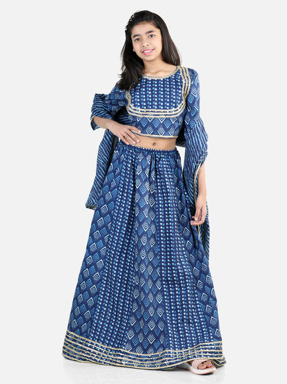 Girl's Cotton Blue Lehenga Sets