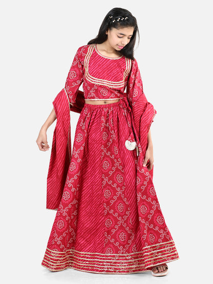 Girl's Cotton Pink Lehenga Sets