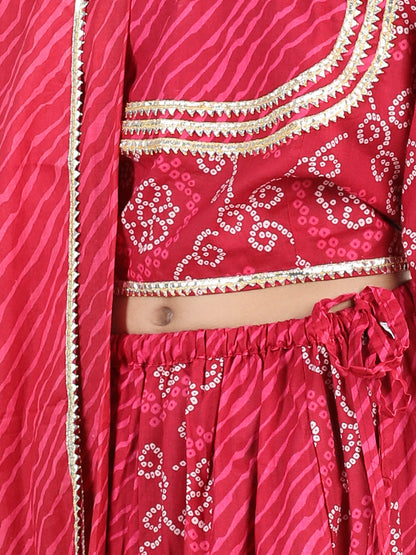 Girl's Cotton Pink Lehenga Sets