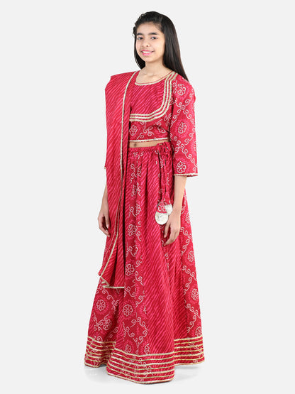 Girl's Cotton Pink Lehenga Sets