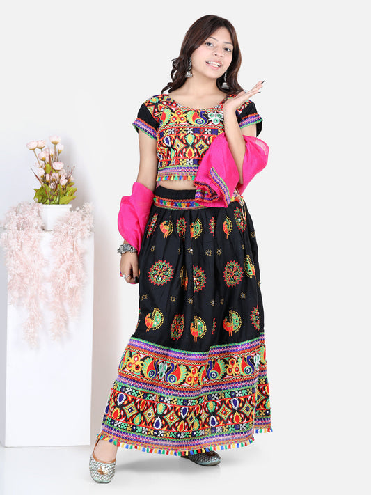 Girl's Silk Black Lehenga Sets