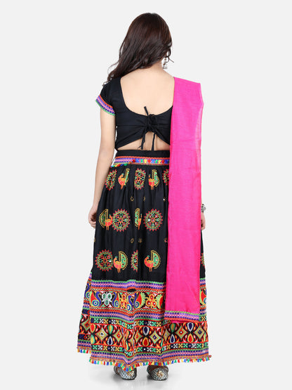 Girl's Silk Black Lehenga Sets