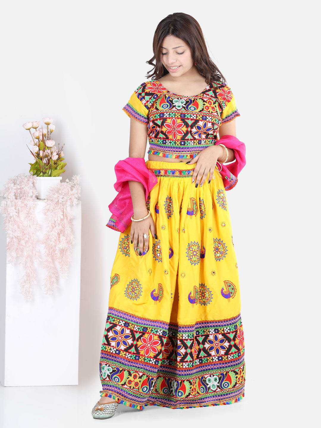 Girl's Silk Yellow Lehenga Sets