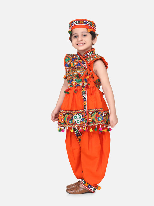 Boy's Orange Cotton Dhoti Sets