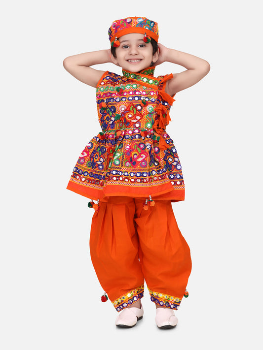 Boy's Orange Cotton Dhoti Sets