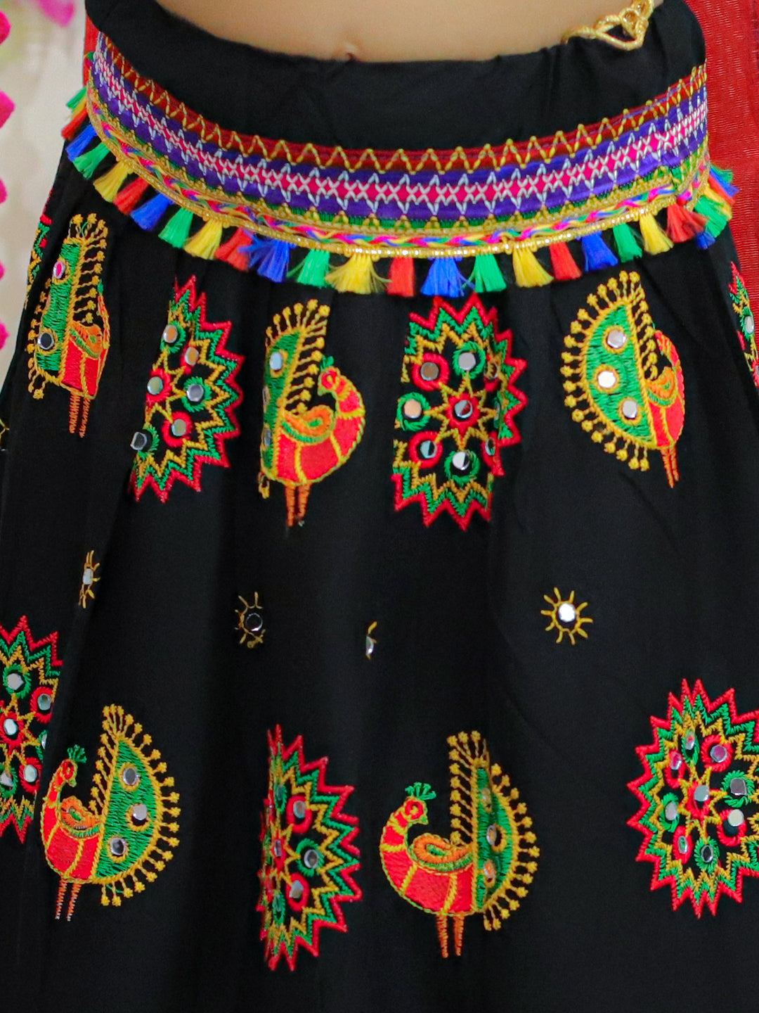 Girl's Cotton Black Lehenga Sets