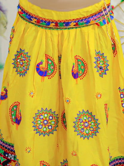 Girl's Cotton Yellow Lehenga Sets