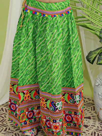 Girl's Silk Green Lehenga Sets