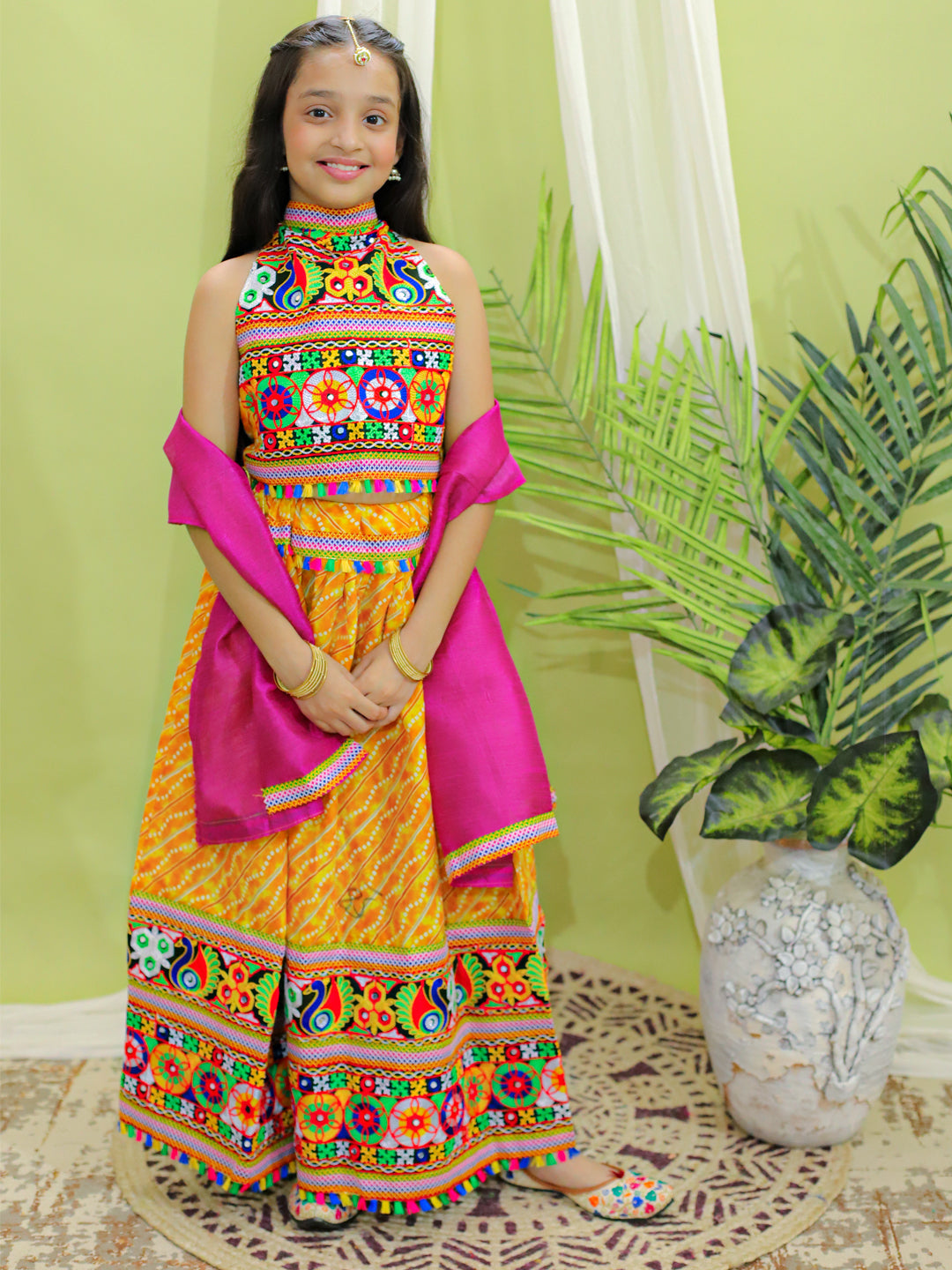 Girl's Silk Yellow Lehenga Sets