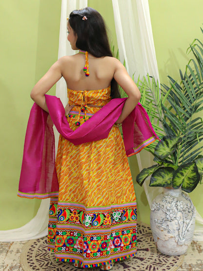 Girl's Silk Yellow Lehenga Sets