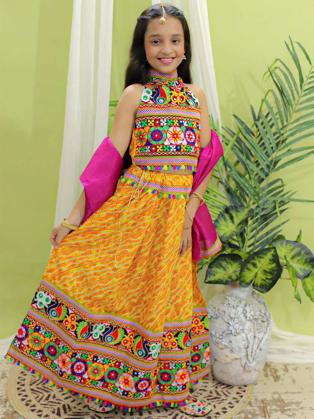 Girl's Silk Yellow Lehenga Sets