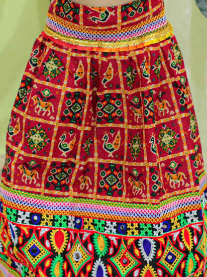 Girl's Cotton Red Lehenga Sets